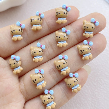 50Pcs Cute Mini Cartoon Cat Nail Art Resin Designer Charms DIY Craft For Nail 3D Decorations Jewelry