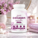 Multi Collagen Capsules 240ct Type I II III V X with Biotin Hyaluronic Acid Vitamin C Hydrolyzed Protein Supplement