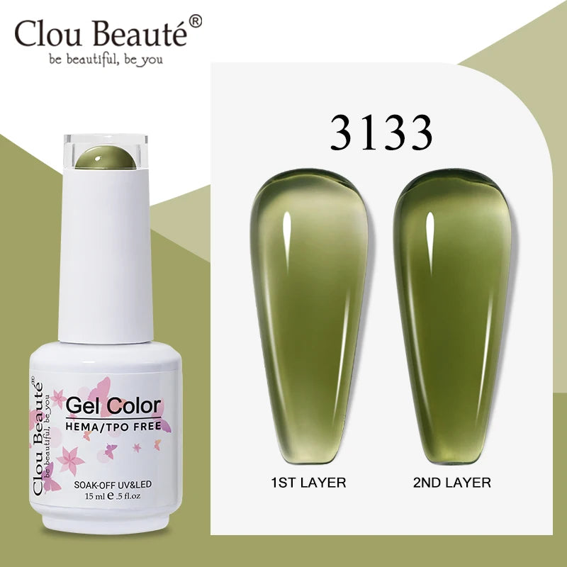 Clou Beaute Translucent Jelly Nude Pink Nail Gel Polish 15ml Vernis Semi Permanent Gel Colorful Varnish Nail Art Manicure Gel