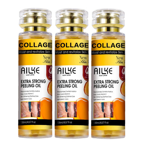 AILKE Collagen Yellow Peeling Oil For All Skin Types, Stretch Mark Removal, Lightening , Improve Rough Skin, Gentle Exfoliation