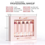 Velvet Matte Lipstick Set 5pcs Long Lasting Waterproof Red Nude Lipsticks Non Stick Cup Makeup Cosmetics Collection