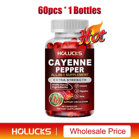 Cayenne Pepper Capsules, with Vitamin D3 K2, Blood Circulation, Promote Digestion, Boost Metabolism, Support Joint, Bone Health