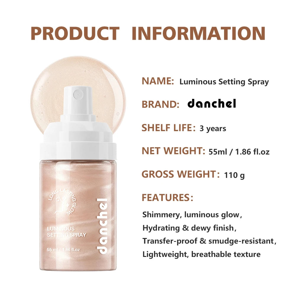 Luminous Setting Spray Smudge-resistant Quick-drying Non-sticky Long Lasting Locks Makeup Luminous Dewy Finish Setting Spray