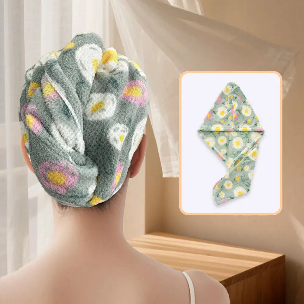 1 Piece of Flower Patterned Dry Hair Towel, Soft and Absorbent, Cute and Charming Dry Hair Cap, Easy to Wear and Not Easy to Fal