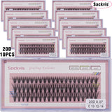 10 boxes of 20D/40D DIY eyelash sets suitable for beginners, with mixed lengths of 10/12/14mm eyelash clusters soft and durable,