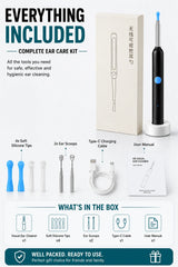Visual Ear Wax Remover 1080P HD Camera USB-C Rechargeable Ear Cleaner IP67 Waterproof Otoscope with 6 LED Lights for Adults Kids
