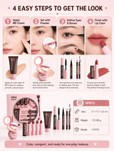 9PCS Makeup Gift Set for Women, All-in-One Lipstick Mascara Eyeliner BB Cream Powder Compact, Travel Beauty Kit for Beginners