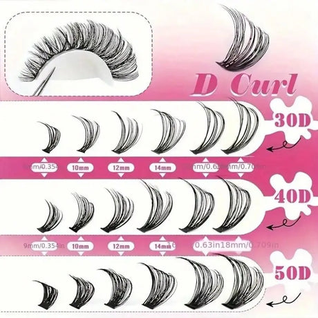 800 Cluster DIY Colored Eyelash Book Set, Including Adhesive And Sealant, Tweezers, Reusable Lightweight DD False Eyelashes