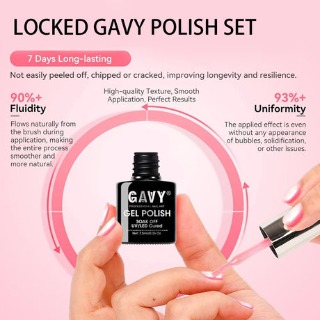 GAVY 6Pcs Aurora Pearlescent Shimmer Metallic Thread Drawing Gel Nail Polish Set Premium Salon Grade Soak Off UV LED Nail Gel Iridescent Glitter Long Lasting Semi Permanent Manicure Varnish Luxury Gift Kit For Wedding Party F
