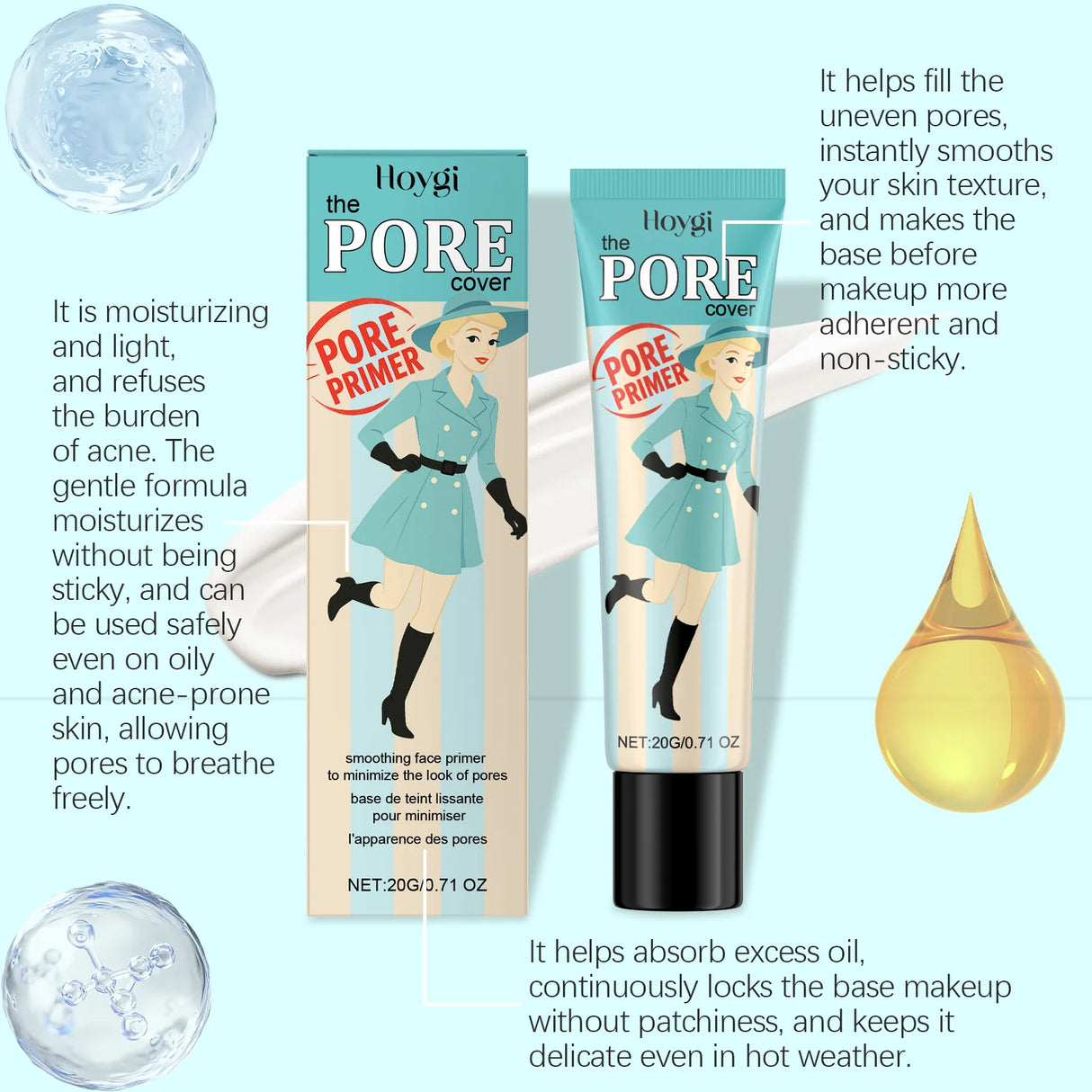 Lightweight Hydrating Moisturizing Primer - Plant-Based Isolation Protection Brightening Concealing No-Makeup Base