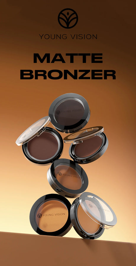 Professional matte contour powder tray creates a 3D facial contour, with long-lasting bronzing powder for setting makeup