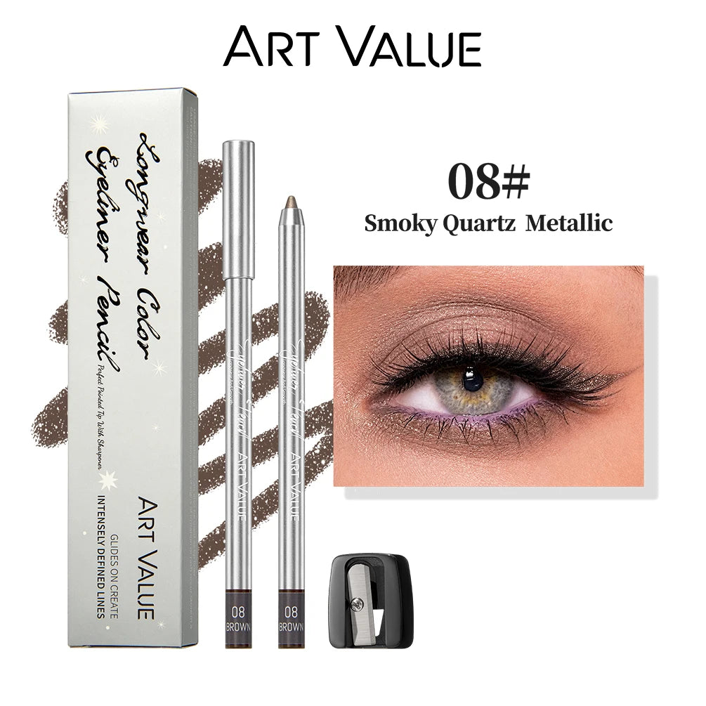 ART VALUE Creamy Texture Matte Eyeliner Pencil Easy Coloring Sweat Proof Eyeshadow Pencil Long Lasting Shimmer Eyeliner Makeup