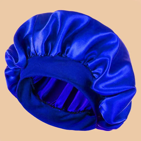 1Pc Women Wide Brim Satin Bonnet, Solid Color Waterproof Shower Cap Soft Silk Hair Protection Hat