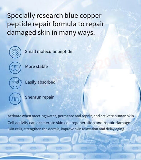 High Purity 98% Blue Copper Peptide Essence Facial Anti-Aging Repair Polypeptide Active Hyaluronic acid Moisturizing Skin Care