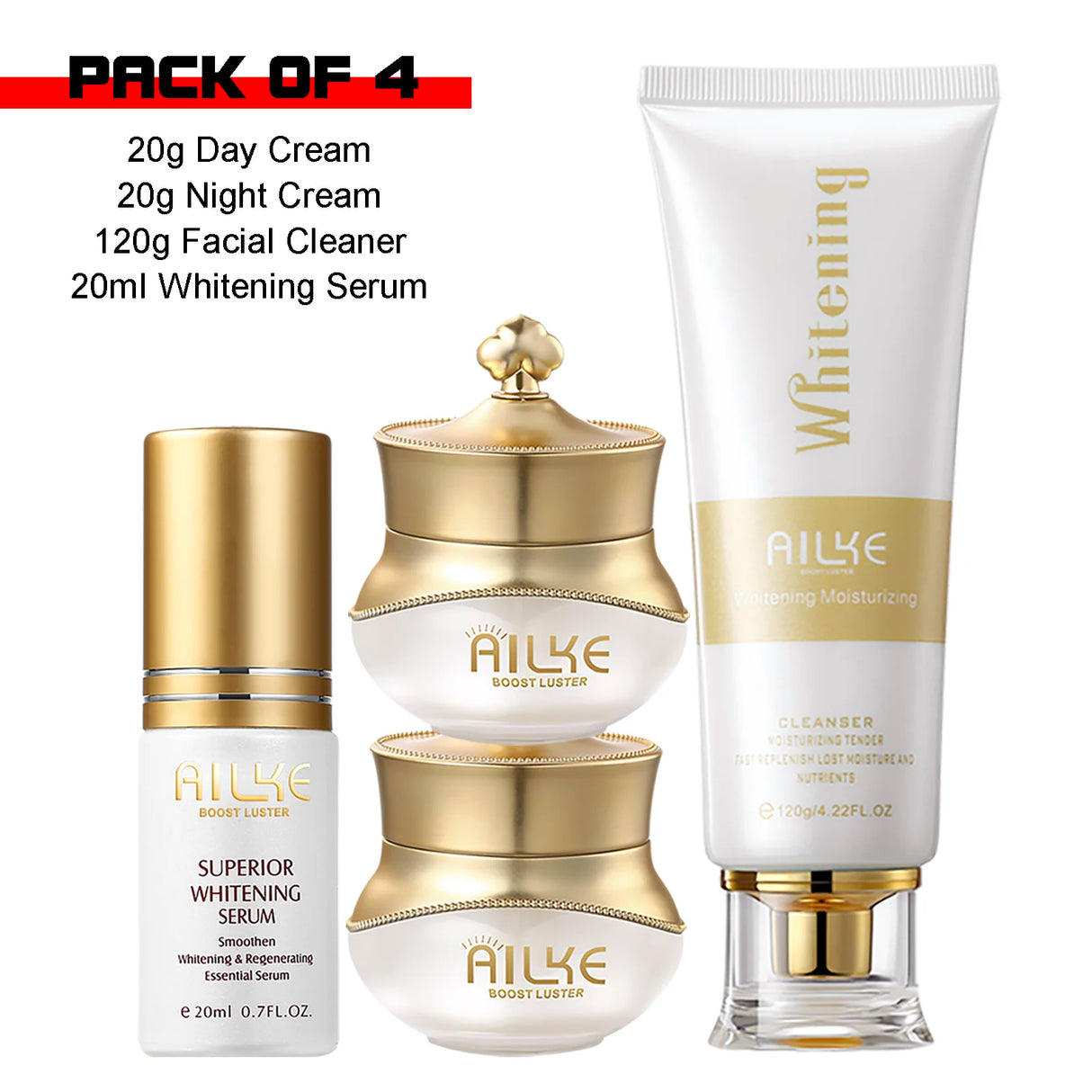 AILKE Women Whitening Facial Skin Care Set, Dark Spots Remover, Anti Wrinkles, Even Skin Tone, for All Skin Types Kit