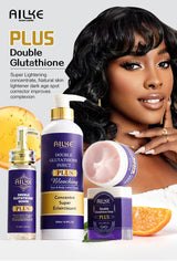 AILKE Double Glutathione Whitening Set For All Skin Types, Reduce Dark Spots, Melanin, Freckles, Chloasma, Even Skin Tone