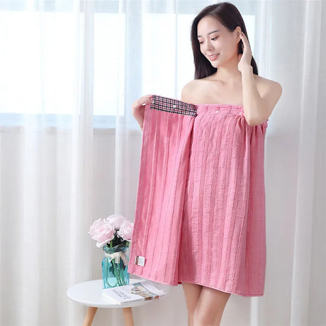 Wearable Cotton Bath Towel for Men and Women, Bath Skirt Wrap with Button, Shower Sauna, Spa Body Robe, Beach Towel, 140x70cm