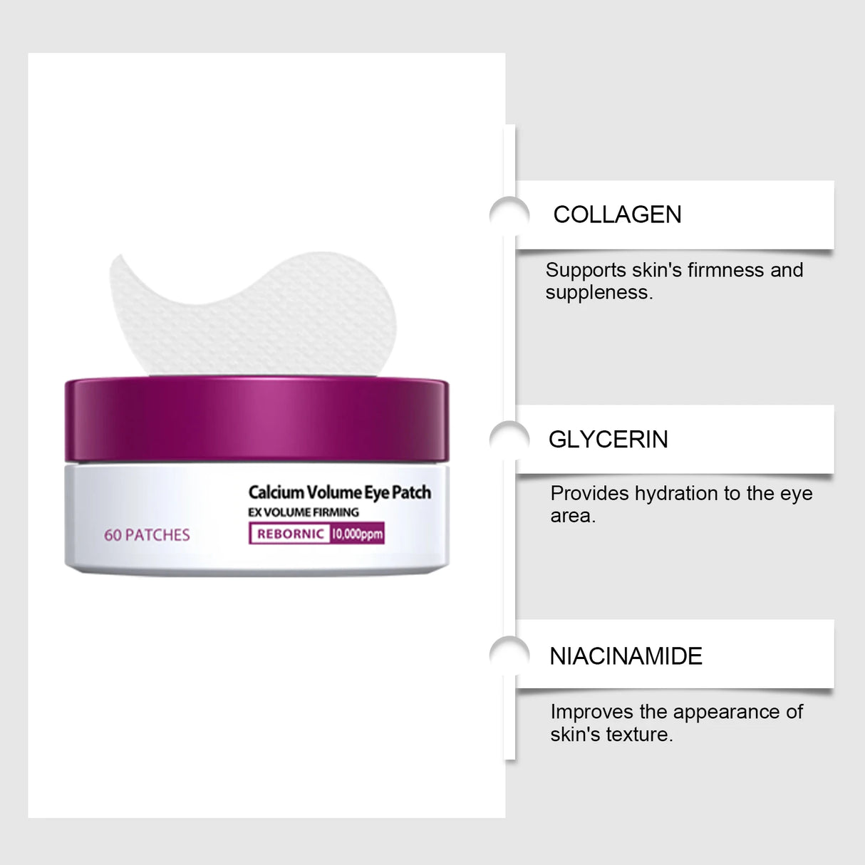 Eye-Lift Calcium Patches Instant Volume Boost & Brightening,Refreshing Hydrogel Mask for Tired Eye,Vegan & Cruelty-Free Skincare