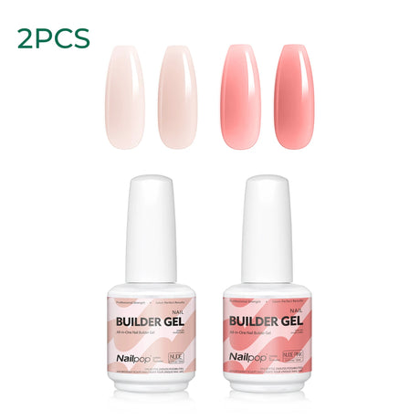 Nailpop 15ml Builder Gel Nail Polish for Nail Apex & Extension Strengthener Upgraded Soak Off UV Gel Rhinestone Glue 4 Colors