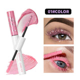 QIBEST Double Headed Diamond Glitter Mascara Long Lasting Colored Mascara Eyelashes Pink Blue Red Voluminous Waterproof Mascara