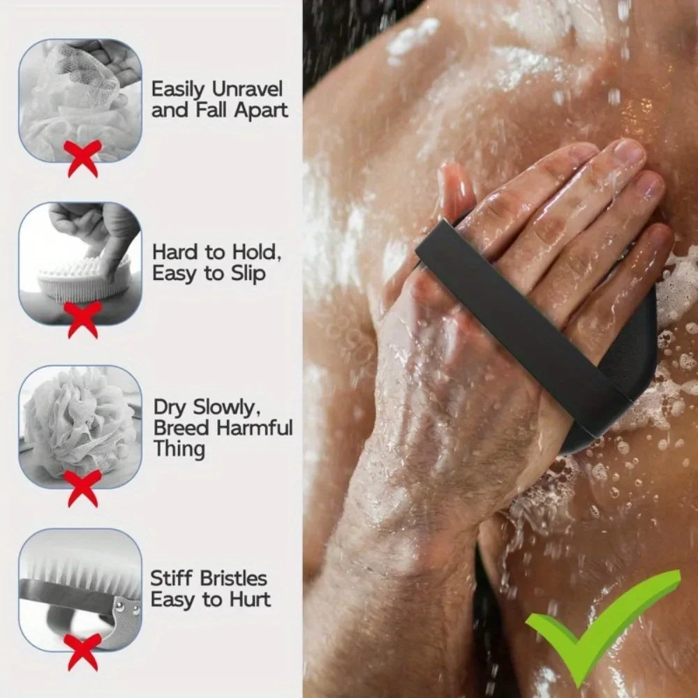 1PC Polygonal Silicone Bath Brush, Deep Exfoliating Massage Body Scrubber Soft Silicone Bathing Tool for Shower