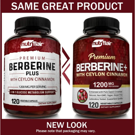 Premium Berberine HCl, Pure Ceylon Cinnamon Extract, Blood Sugar Balance, Cardiovascular Health, Supports Heart Health