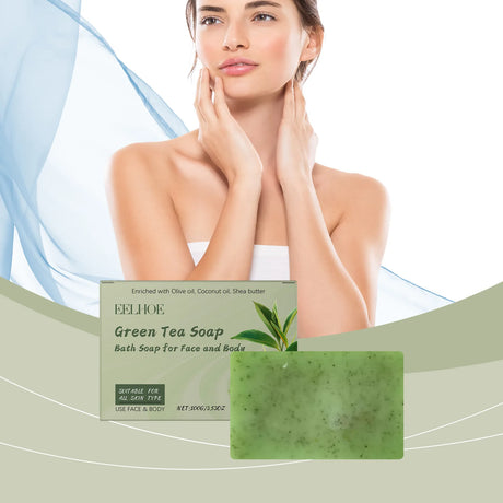 Eelhoe Green Tea Bath Soap Keep Moisturizing Dryness Removing Exfoliate Deeply Wash Reduce Dark Hand Made Body Nourishing Soaps