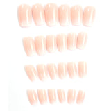24pcs Upgrade Your Look With White Gradient Almond False Nails 1pc Nail File & 1Nail Glue Sticker Kit Nails