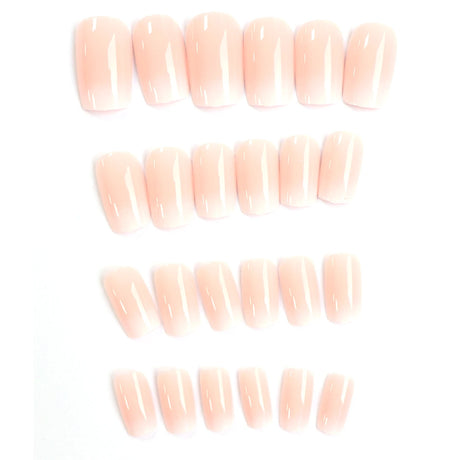 24pcs Upgrade Your Look With White Gradient Almond False Nails 1pc Nail File & 1Nail Glue Sticker Kit Nails