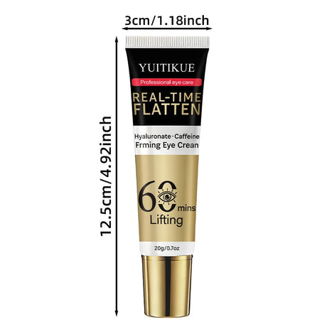 YUITIKUE 60 Min Eye Lift Cream 20g - Hyaluronate & Caffeine, Real-Time Flatten, Refreshing & Fast Absorption, All Skin Types
