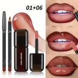 Gradient Lips Set, Lip Liner + Glass Lip Gloss, Mirror Shine Finish, Smooth Blend, Nude Shades, Long-Lasting