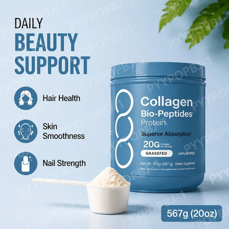 Collagen Peptides Powder Hydrolyzed Protein Unflavored Easy Mix Daily Beauty Nutrition Supplement High Protein Collagen Powder