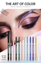 12 Colors Shine Pearlescent Eyeliner Pencil Waterproof Lasting Matte White Black Brown Smooth and Easy To Color Eyeliner Gel Pen