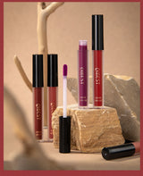 QIBEST 3pcs/set Liquid Lipstick+Lip Liner Lasting Black Brown Purple Red Matte Lip Gloss Nude Lip Stain Tint Makeup Lip Pencil