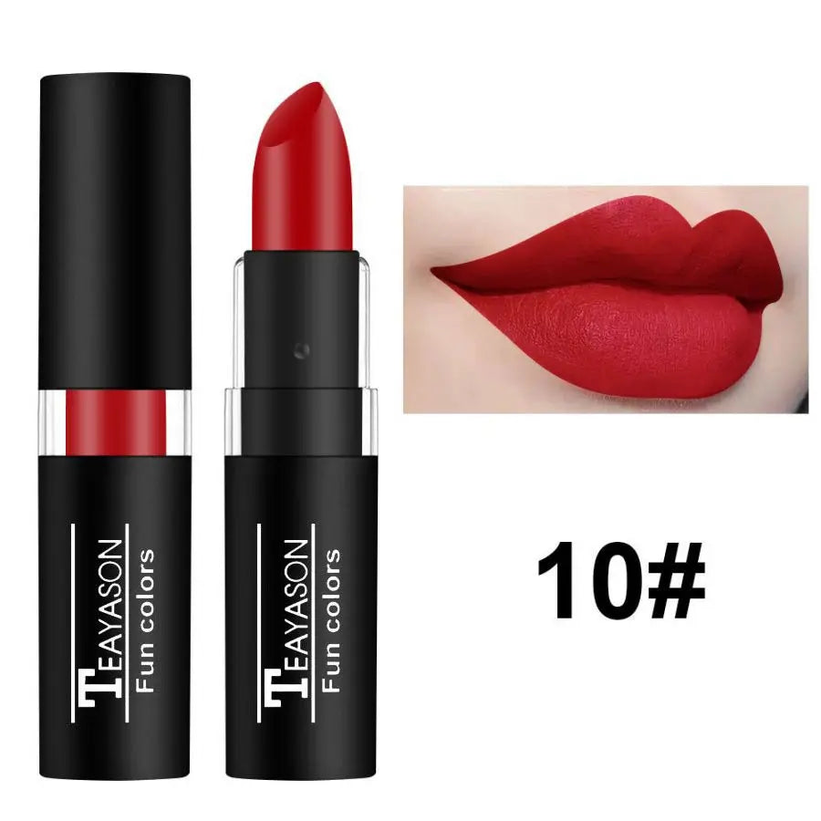 TEAYASON 12 Color Waterproof Lasting Sexy Red Lipstick Matte Lipstick Cosmetics Lip Gloss Waterproof Long-lasting