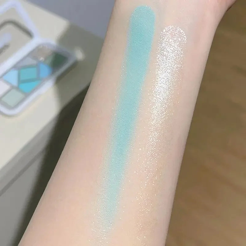 Mint diffuse pink blue small pink frame nine-color eyeshadow palette low saturation clear mint green pearl matte gentle pure des