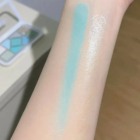 Mint diffuse pink blue small pink frame nine-color eyeshadow palette low saturation clear mint green pearl matte gentle pure des