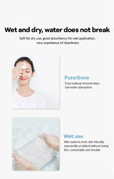100PCS Natural Disposable Face Towel Travel Facial Cleansing Wet And Dry Makeup Remover Pearl Cotton Soft Makeup Nonwoven Towel