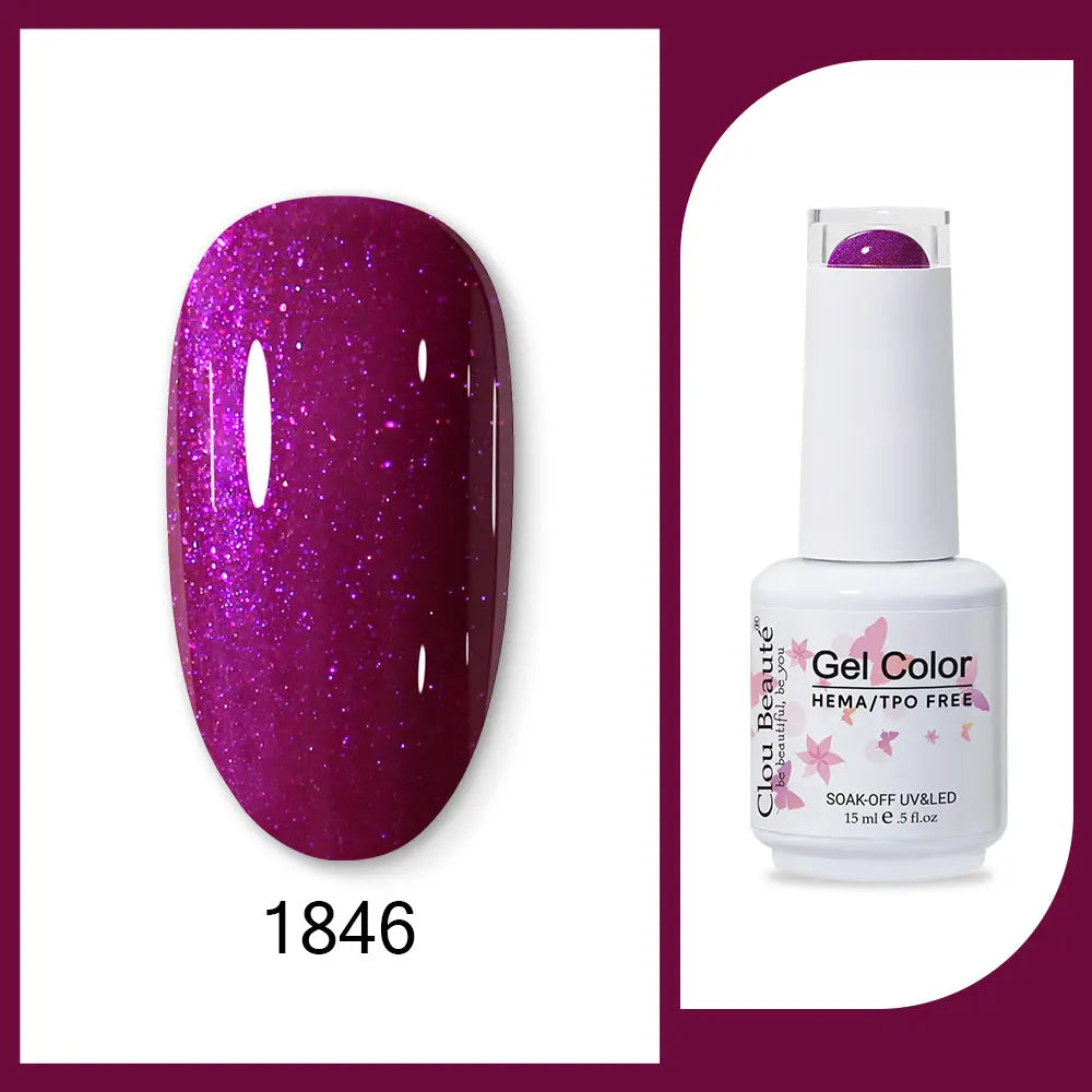 Clou Beaute Gel Color Hema TPO Free 15ml Gel Nail Varnish Soak Off UV Gel Polish Nail Art Manicure Lacquer Nail Art Jelly Gel