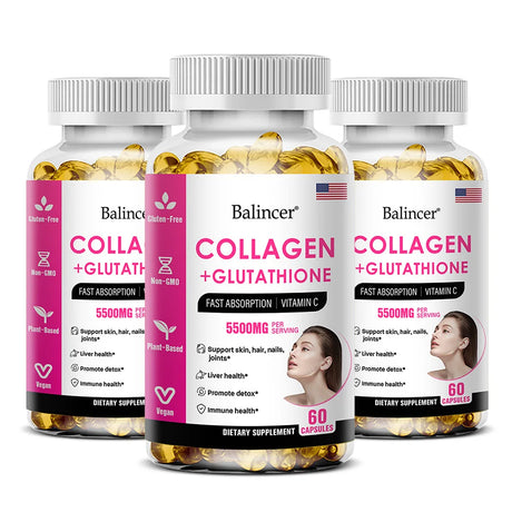 Glutathione Collagen Capsules, Antioxidant, Skin Whitening, Deeply Nourish Skin, Hair & Nails, Support Anti-Aging & Joint Health