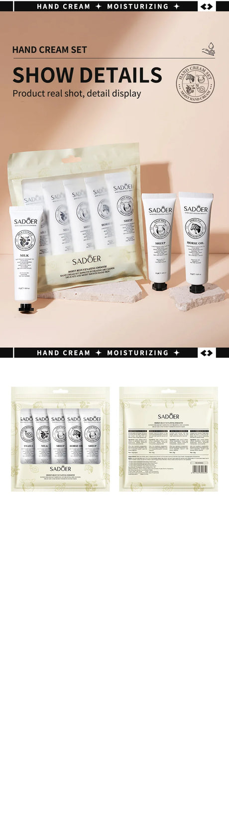5pcs Hand Cream Gift Set – Infused with Goat Milk & Nourishing Oils for Deep Moisture and Restorative Care, 30g Squeeze Tubes
