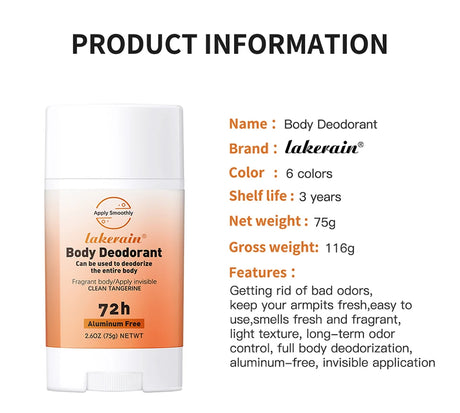 New Whole Body Deodorant Invisible Cream Stick 72 Hour Odor Control Aluminum Free Baking Soda Free Skin Care