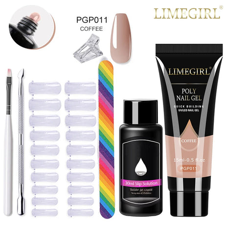 Limegirl Poly Nail UV Gel Set for Nails Quick Extension Building Soak Off UV Polys Nail Gel Kit Manicure Art  Decoration Tools