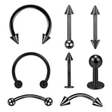 8PCS/Set Fashion Piercing Set Eyebrow Bar Lip Tongue Nose Pircing Stainless Steel Ear Studs Stainless Steel Mixed Body Jewelry