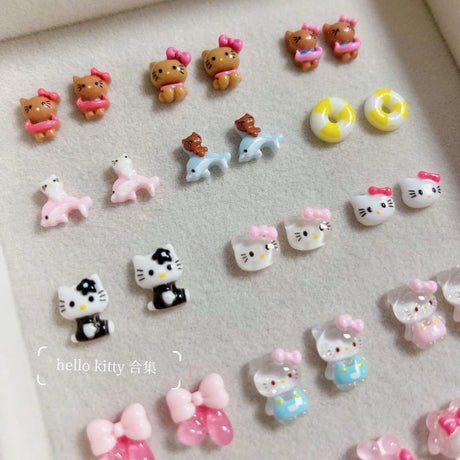 50Pcs/Pack Potdemiel cat Trendy Nail Charms - Cute Resin Cat Nail Art, Press-On Nail Decor for Kawaii Manicures