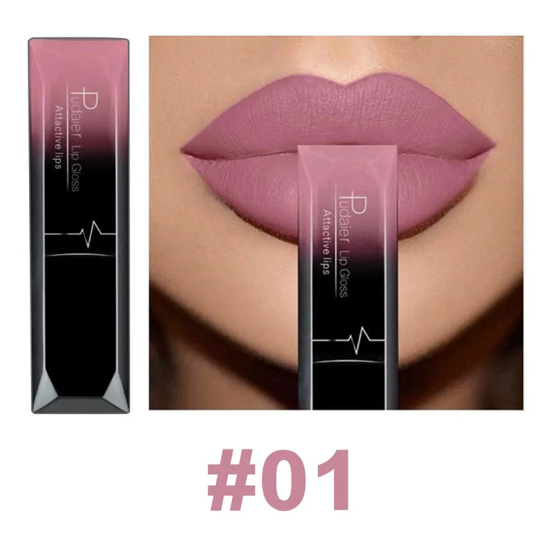 Pudaier 21 Color Lip Gloss Waterproof Matte Liquid Lipstick Moisturizing Lip Gloss Lip Makeup Beauty Cosmetics