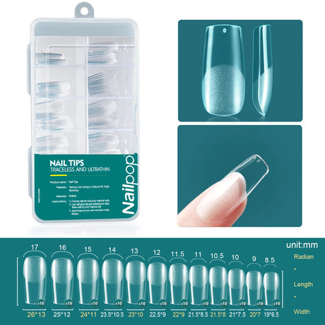 Nailpop 120pcs/box Gel X Nail Tips Medium Short Shape Almond/Square/Soft Gel Nail Tips False Nails Soak Off Easy Nail Extensions
