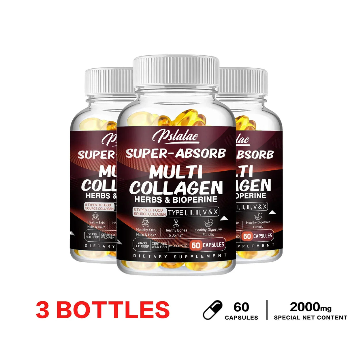 Multi Collagen Capsules - for Skin, Hair, Nails & Bone Health, Supports Joint, Digestive and Immune System Health