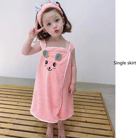 Children's bath towel, bathrobe, Wrap shower skirt Super soft children's absorbent beach towel suitable for 3-1 4year old girls