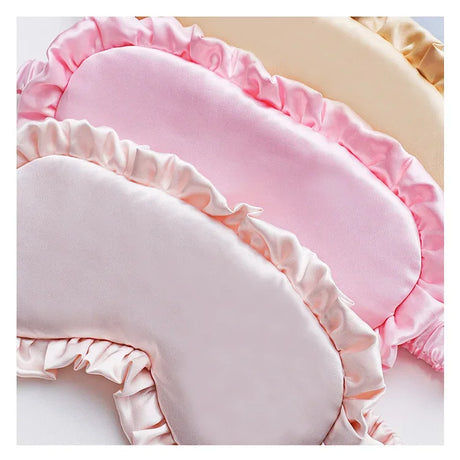 Silk Ruffle Sleep Eye Mask Soft Sleeping Eye Covers Multicolor Night Dream Blackout Eye Patches for Woman Man to Sleep Better
